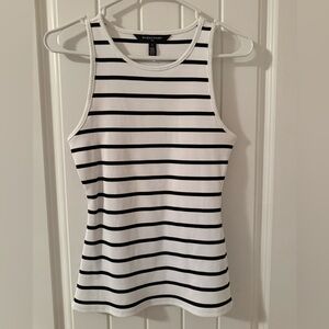 NWT WHBM - FORME White & Black Striped Ribbed Tank Top - Size S